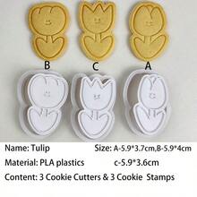 6pcs Minimalist Tulip Cookie Cutter, Cute Cartoon Flower Baking Tool, Suitable For Spring DIY Desserts And Baby Shower Party - View 11