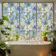1/3pcs Stained Effect Decorative Floral Static Cling Window Film. Colorful Hydrangea, Daffodil And Datura Flower Designs. No Glue, Removable & Waterproof. For Living Room, Bedroom, Bathroom, Easy Install, Sunlight Rainbow, UV Protection. - Multicolor - View 11