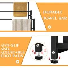47.6 Inch Tall Free Standing Towel Racks 3 Tier Pool Towel Rack Outdoor Oversized Floor Bath Towel Drying Valet Holder Blanket Quilt Rack Stand For Bathroom Bedroom Beach Hot Tub Gym Pool Area Outside - 黑色 - 查看 4