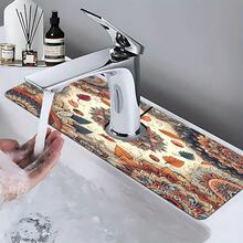 1pc Bohemian Pattern Printed Faucet Mat, Durable Polyester, Quick Drying, Easy To Clean, Suitable For Kitchen And Bathroom, Easy To Install, Daily Decor, Gift, Bathroom Mat, Durable Faucet Mat, Faucet Accessory - Multicolor - View 3