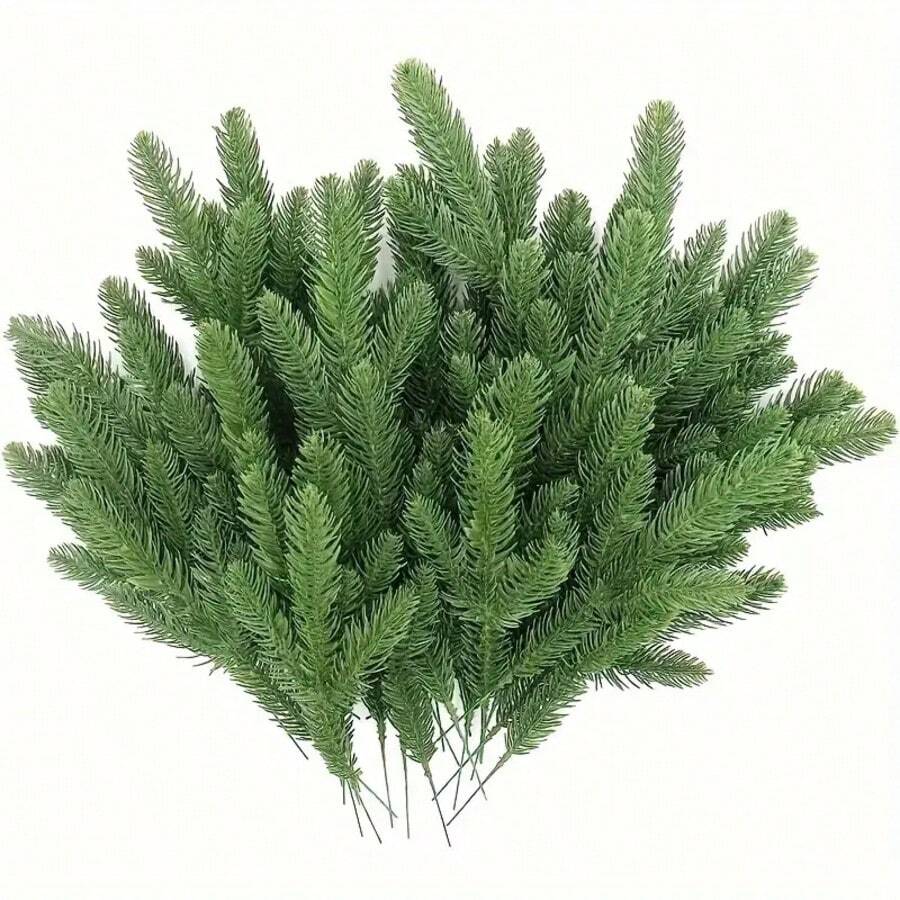 30/60/100 根绿色树枝，人造松枝，仿真雪松枝，适用于花瓶、人造植物、花环、DIY 圣诞装饰、房间装饰、圣诞节、情人节、毕业典礼及其他场合