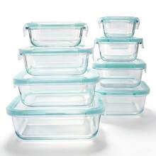 GHQ 24/16pcs Sealed Glass Food Storage Containers, Picnic Boxes, Microwave & Oven  - Perfect For Salads, Fruits, Vegetables, And Sandwiches, Lunch Boxes | Sealed Storage | Durable Glass, Food Storage Containers (12/8 Lids + 12/8 Containers) - Loại A màu xanh lá cây - Xem 1
