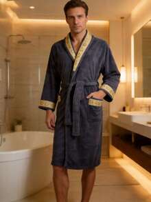 1 buah Jubah Mandi Lembut & Nyaman, Pakaian Santai Unisex untuk Pasangan, Cocok untuk Hotel, Spa, Kolam Renang, Penggunaan Pribadi atau Hadiah - MultiWarna - View 7