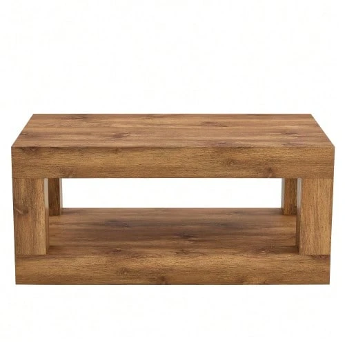 Modern 2-Tier Bathroom Vanity, Rectangular Mid-Table With Open Shelf. The Double Layer Is Superior To MDF. Stable And Wide-Angle, Easy To Assemble. - Camel - View 1