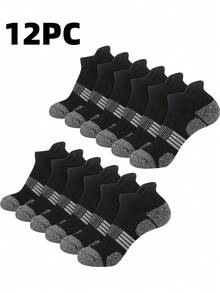 30 Pairs New Black, White, Gray Men's Short Socks, Thin Knit Sports Socks, Breathable Quick-Dry Durable Short Socks, Men's Invisible Socks - Multicolor - View 36