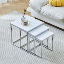 Set Of 3 Nesting Coffee Tables For Living Room, Nest Of 3 Nested Tables Sofa Side Table Coffee Table End Tables Space Saving - 白色 - 查看 1