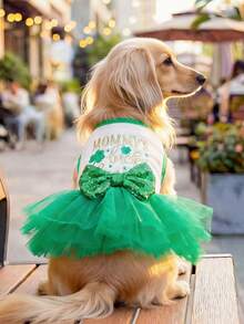 PETCIRCLE 1pc Pet Clothes, Dog Cat Outfit, Outdoor Indoor Apparel For Small Dogs Puppies Pomeranian Teddy, Casual Cute Dress, Wedding Tulle Skirt Series Lucky Fairy Tutu Dress - Multicolor - View 1