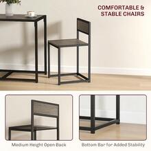 Dining Table And Chairs Set 2, Dining Room Sets, Rectangular Space Saving Table And 2 Chairs For Compact Kitchens, Steel Frame, Grey Wood-Effect - Black - View 10
