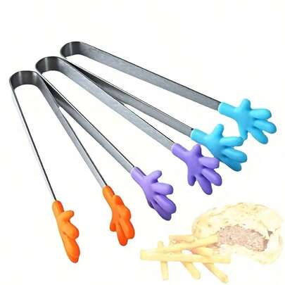Mini Food Clips, Cute Hand-Shaped Silicone Tipped Clips, Stainless Steel Small Kitchen Clips Suitable For Sugar, Ice Cubes, Bread, Snacks