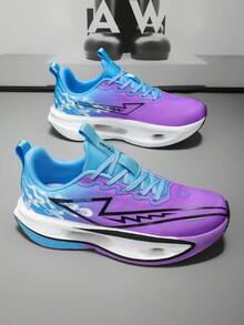 Zapatos para correr transpirables para hombres y mujeres - Diseño de corte bajo para estabilidad, suela exterior de EVA gruesa antideslizante y resistente al desgaste, parte superior de tela transpirable y cómoda, suela de goma duradera adecuada para carretera, sendero y entrenamiento físico - Cómodo todo el año, rango de tallas completo, unisex, zapatos deportivos y casuales, tela minimalista de moda, zapatos de entrenamiento cruzado para hombres, zapatos casuales diarios, zapatos para correr. - Morado - Ver 4