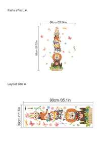 mama look 1pc Large Size PVC Removable Wall Sticker, Cartoon Animals Totem Pole Design Featuring Bears, Foxes, Mice, Lions, Birds, Rabbits Under Moonlight, 4 Peeking Dinosaurs, Animals Peeking In Sunshine, Suitable For Bedroom, Living Room, Study, Dining Room, Predicted For Home Wall Decor, Room Decoration - Multiple Styles - View 7