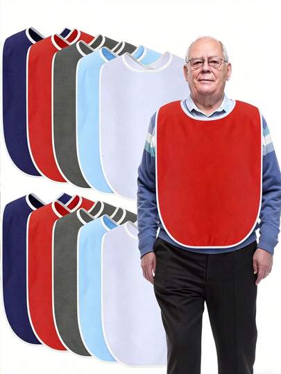 Adult Bibs, Adult Kitchen Aprons, Unisex, Silicone Food Bibs, Adjustable Elderly Silicone Bibs, Washable Adult Bibs With Crumb Catcher Bag, Large Adult Feeding Bibs, Waterproof 3D Food Bibs, Stain-Resistant Pocket, Feeding Aids For Elderly And Disabled, Personalized Adult Bibs/Aprons, Adjustable Hook And Loop Adult Bibs, Nursing Home Elderly Feeding Bibs, Made Of Towel Fabric, 5 Color Options