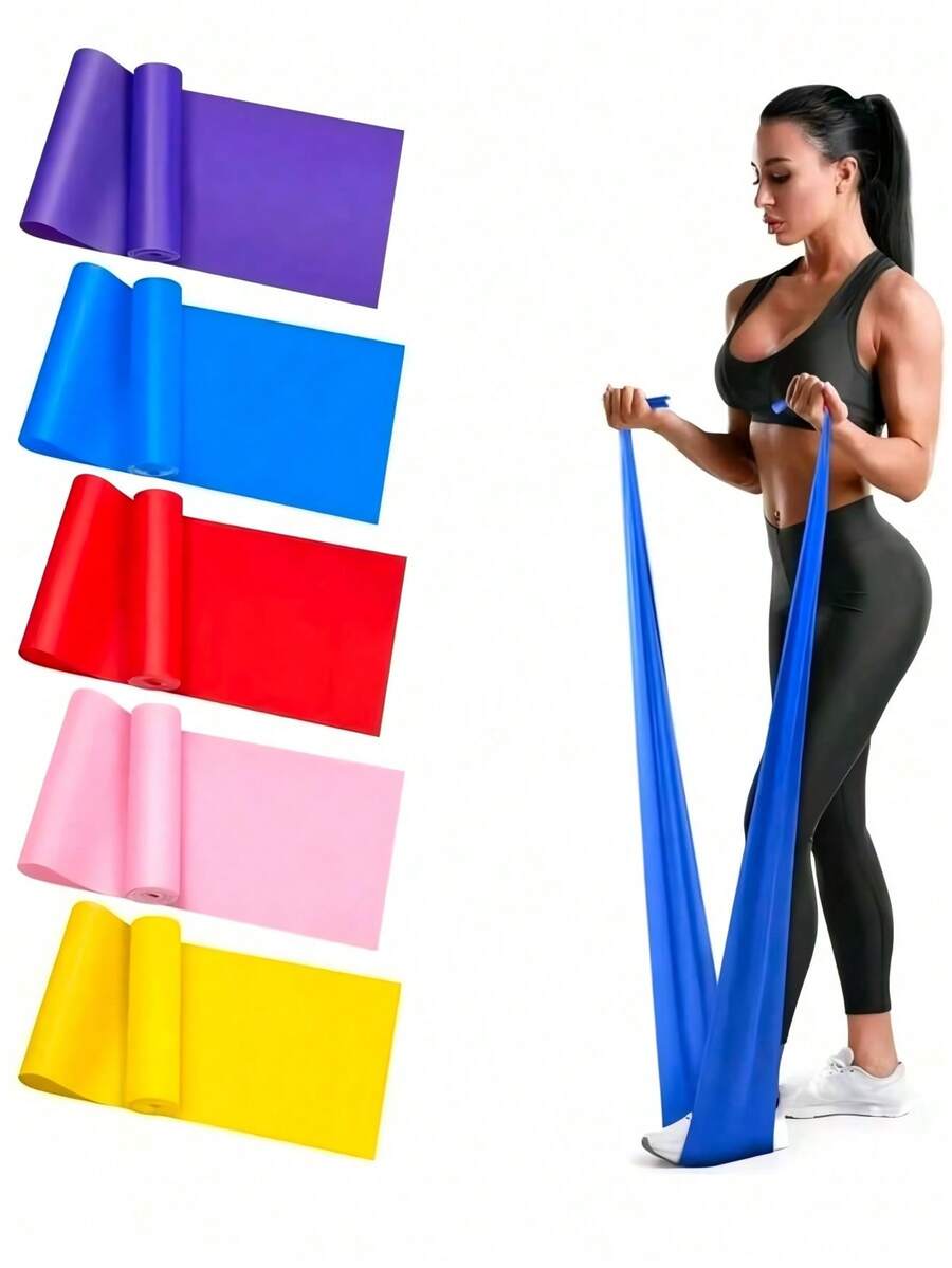 12 piezas de bandas de resistencia de yoga de TPE, de colores aleatorios, bandas elásticas, equipo de estiramiento portátil, adecuado para fitness, yoga, pilates, rehabilitación, entrenamiento de fuerza, moldeado corporal y mejora de la flexibilidad. - Color aleatorio - Ver 1