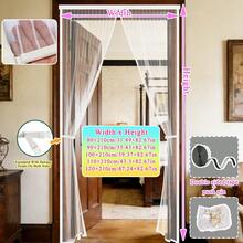 1 Pack Magnetic Screen Door, White Striped ThickenedMaterial, Self-Adhesive & Easy To Install, Mosquito & FlyProof Breathable Curtain, Pet Friendly, Fits For Living Room,Bedroom, Balcony, Front Door, Garage Door - Durable HomeDecoration - White Handmade Stripes - View 12