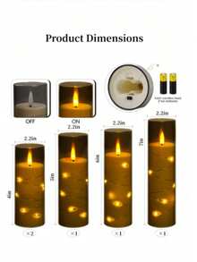 5pcs Flameless LED Candles With Timer, Flickering Candlesticks For Romantic Ambiance And Home Decor, Stable Acrylic Shell With Embedded Star String, Battery Operated Candles (Gray) - 灰色外燈串 - 查看 7