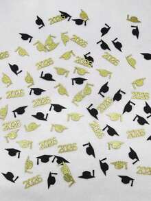 100pcs Black & Gold 2026 Graduation Cap Confetti For 2026 Graduation Party Decoration - Multicolor - View 7