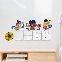 4 PIEZAS Adhesivo de pared con elementos de fútbol, impresión 2D, creativo, autoadhesivo, extraíble, de PVC de doble cara visible, decoración embellecedora para sala de estar, dormitorio, comedor, estudio, baño, puertas, ventanas y vidrio - A - Ver 2
