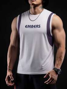 ACTIVEMAN Men's Colorblock Sleeveless Sports Tank Top, Breathable Quick-Dry Fitness Running Vest - Light Grey - View 1