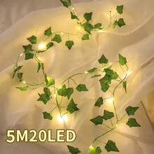 1 bộ đèn dây leo năng lượng mặt trời, đèn LED lá thường xuân giả dài 6,56FT/16,4FT/32,8FT, đèn lá dây leo xanh mô phỏng dùng trang trí sân vườn, hiên nhà, nhà cửa, cắm trại. - Dây đèn mây - Xem 7
