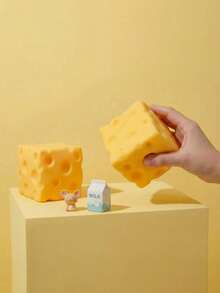 Large Cheese Cube, Highly Moldable Cube Ball That Won't Bounce, Sensory Stress Relief Christmas Gift. Realistic Soft Cute Cheese Toy - Soft Stress Relief Cheese Blocks, Suitable For Teens And Adults, Slow Rebound Sensory Stress Relief Toy, Fun Gag Gift, Suitable For Autism Or Pranks - Multicolor - View 4