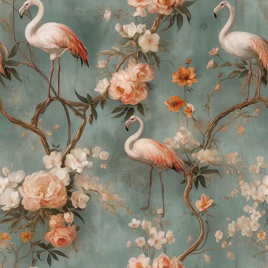 1 Roll Luxury Floral & Bird Pattern Wallpaper, Fashionable Botanical Floral & Bird Pattern Wallpaper, Exquisite Interior Decor Adhesive Film, Suitable For Decorating Rooms, Kitchens And Cabinet Surfaces, Easy To Install And Remove, Handmade Stickers - Flowers and Birds - View 1