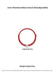 Vòng tay dây thừng màu đỏ hình cỏ bốn lá bằng bạc Sterling S925, vòng tay charm dệt tươi mới và may mắn, tinh tế và bền chắc, món quà lý tưởng cho Ngày Valentine, Ngày của Mẹ, bạn thân. - Đỏ - Xem 5