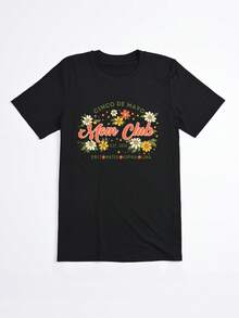 Camiseta Negra Cinco De Mayo Mom Club con Flores y Nombres para Fiesta de Madres - Negro - Ver 2