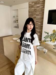 Cotton Short-Sleeved Summer New Printed Tops Fashion Loose T-Shirts - White - View 4