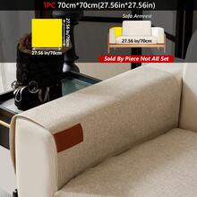 1pc Linen Textured Sofa Cover, Non-Slip Pet-Friendly Couch Protector, Breathable Washable Furniture Slipcover For Living Room - Multiple Styles - View 13