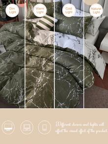 2/3件套灰色和绿色大理石纹被套组，灰色底大理石纹印花，柔软超细纤维材质，适合房间装饰，不含被芯，含1/2个枕套 - 彩色 - 查看 9