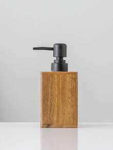 1pc Walnut Wood Refillable Bottle, Wooden Pump Lotion Bottle, Shower Gel Shampoo Storage Bottle, Empty Liquid Soap Dispenser - A - View 12