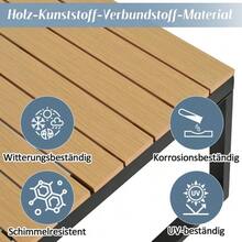 Garten-Essgruppe,Gartenmöbel-Set, Eckstellung, mit verstellbarer Neigefunktion (5-stufig, bis 55°), verzinktes Stahlrohr, Tischplatte Kunststoff-Holz, mit Esstisch, grau + schwarz - Noir et gris - Voir 6