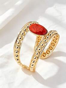 1 chiếc vòng tay kim loại kiểu Bohemian đính đá giả ngọc lam, thích hợp cho phụ nữ dự tiệc, đi chơi và đeo hàng ngày. - Vòng tay cổ điển - Xem 12