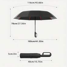 Exclusive Luxury Automatic Folding Sun & Rain Umbrella For Sports Enthusiasts, Unique Rotating Hanging Ring Design, Thickened 10-Rib Reinforced Iron Frame Support - Multicolor - View 9