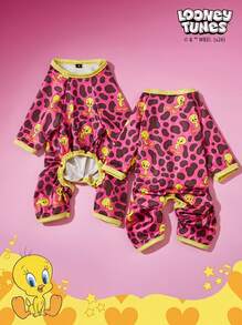 LOONEY TUNES X PETSIN 1 Cute Yellow Bird Rose Red Leopard Print Cartoon Cute Pattern Printed Pet Cat Dog Universal Four Leg Set Elastic And Comfortable Dog Jumpsuit - Multicolor - View 1