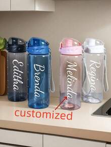 1pc 26oz/780ml Customizable Name Water Bottle - Customizable Name LOGO Plastic Beverage Container Hand Wash Lightweight Round Suitable For Running And Sports First Day Of School Back To School Gift Party Travel School Water Bottle Birthday Graduation Ideal Water Bottle Gift - Multicolor - View 2