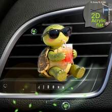 2D Flat Version, Cute Turtle-Shaped Fragrance Diffuser Sheet - Suitable For Fragrance Diffusing System, Can Be Combined With DIY Essential Oil, Car Air Freshener, Turtle-Shaped Car Accessories, Can Be Inserted Into The Car Air Outlet, Car Accessories - A - View 9