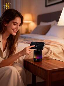 D8 Altavoz Bluetooth con soporte magnético 4 en 1 para mujeres, accesorio de moda 3C, espectáculo de luces RGB, sonido estéreo envolvente de 360° real, emparejamiento TWS y múltiples modos de escucha, soporte para teléfono con imán N52 de gran fuerza, ángulo y altura ajustables, compatible con iPhone 17/16/15/Pro/Pro Max, altavoz portátil con soporte magnético para escritorio, dormitorio, viaje - Ver 5
