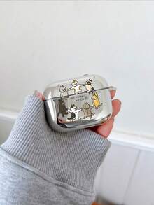 1个可爱酷炫的狗狗造型电镀耳机保护套，简约风格保护壳，兼容Apple Pro 2、新款第四/三代、第一/二代Pro - 黑色 - 查看 2