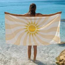 1条现代简约几何印花沙滩巾，70x150厘米，适用于浴室、游泳、健身、瑜伽等场合。柔软舒适的超细纤维材质，轻便易携，防风、防紫外线、防沙，是夏季旅行、度假和浴室装饰的理想之选。 - 黃色 - 查看 5