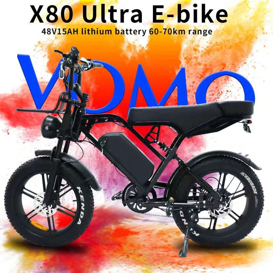 VOMO Bicicleta eléctrica X80 Ultra, bicicleta todoterreno de 20 pulgadas con neumáticos anchos, motor de 1000 W, batería de larga duración de 48 V y 15 Ah, 7 velocidades, frenos hidráulicos dobles, suspensión completa, adecuada para ciclismo de montaña, paseos por la playa y paseos en la nieve.