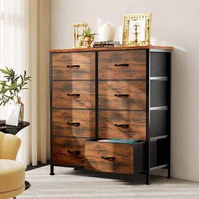 Dresser Bedroom, Dressers & Chests Of Drawers Dresser Organizer, Wood Top Table Furniture With 8 Fabric Storage Tower Unit, Chest Of Drawers Closet, Living Room, Hallway, Porch