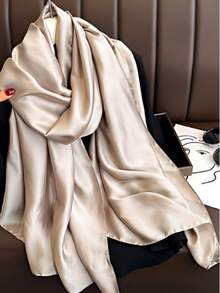 Khăn choàng lụa satin màu kaki mới, 1 chiếc - Màu Khaki - Xem 1
