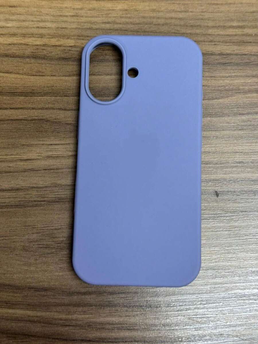 Premium Velvety Silicone Phone Case IP17 Open Camera Protective Case With Apple Logo - Grayish Blue - View 1