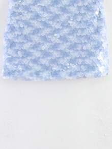 女款 Y2K 優雅時尚亮面迷你裙，高腰，適合春夏派對、夜店與返校穿搭 - 藍色 - 查看 3