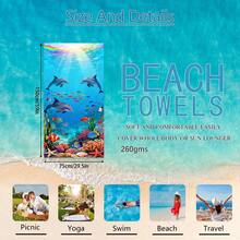 1pc Underwater World Dolphin & Coral Beach Towel, Super Soft Microfiber Extra Large Beach Blanket, Super Absorbent Bath Towel, Suitable For Travel, Swimming Pool, Diving, Surfing, Yoga, Camping, Available In Multiple Sizes, Beach Accessories - Dolphin - View 15