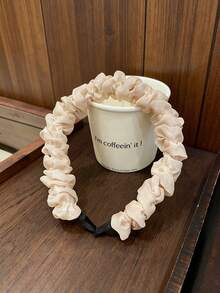 Black Ruched Headband Women, Silk Scrunchie Hair Hoop, High Puff Hairband, Mother's Day Easter Gift, Fashion Hair Accessory Travel Accessories Hair Band Diadema - Beige - View 9
