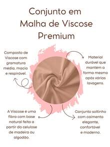 Conjunto blusa manga curta zíper frontal e calça wide leg com bolsos e cordão, em malha de Viscose Premium - Feminino alfaiataria pantalona elegante soltinho verão cintura alta colete casual social bege - Bege - Visão 5