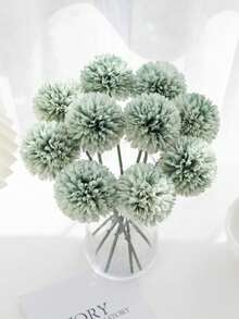 1/2/5/12个装人造菊花球、绣球花，适用于婚礼装饰、家居花瓶填充、餐厅、客厅、卧室装饰、新娘捧花、腕花、胸花、生日派对、新年、情人节、秋季装饰、返校季房间装饰、学习用品 - 綠色 - 查看 1