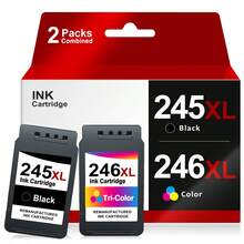 2 Pack 245XL Ink Cartridge Replacement For Cannon 245XL 246XL Combo Pack PG-245XL CL-246XL For Pixma TR4520 TR4527 MG2522 MG2520 MX490 MX492 TS202 TS302 TS3320 MG2920 Printer (Black, Color) - View 1